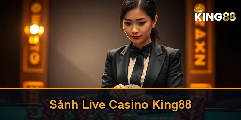 KING88 259 Giao diện live casino Nhà cái với các sảnh baccarat, roulette và dealer thật